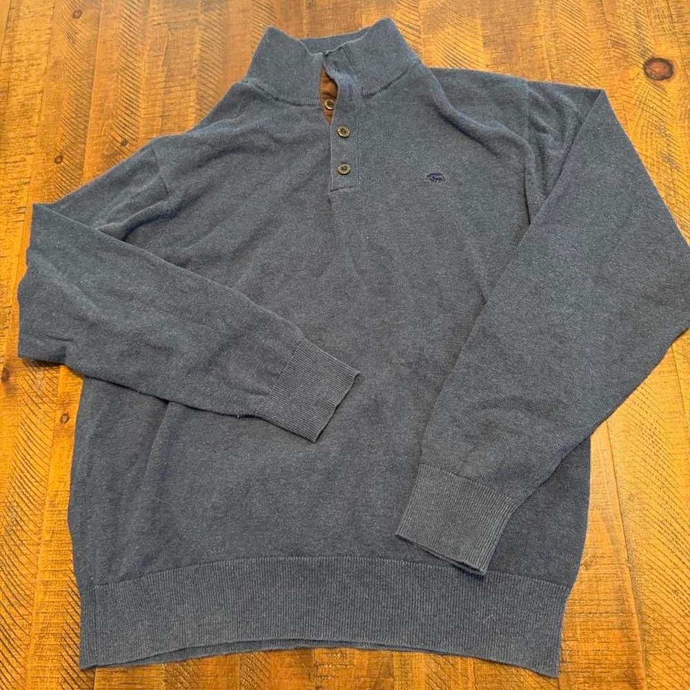 Onward Reserve Men's Pullover Sweater 1/4 Button Size Medium Blue